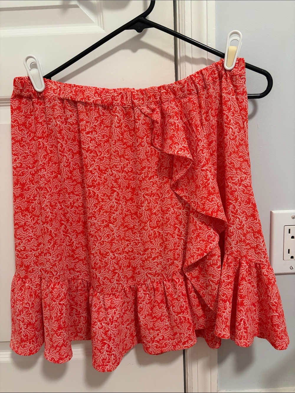Coral Floral Ruffle Women's Skirt